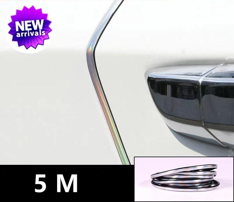 5M Autotür-Kanten-Kratzschutz DIY Silberne Zierleisten Außen Auto Chrom-Karosserie-Streifen Stoßstange Auto-Türschutz