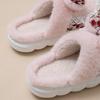 Baumwollpantoffeln Herbst und Winter Indoor Zuhause 2025 neu Schleife niedlich warm flauschige Pantoffeln Outdoor