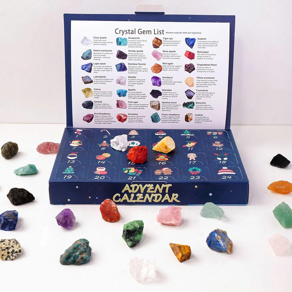 24Pcs Polished Gravel Mineral Rock Stone Collections 24 Boxes 24 Days Countdown Toys Women