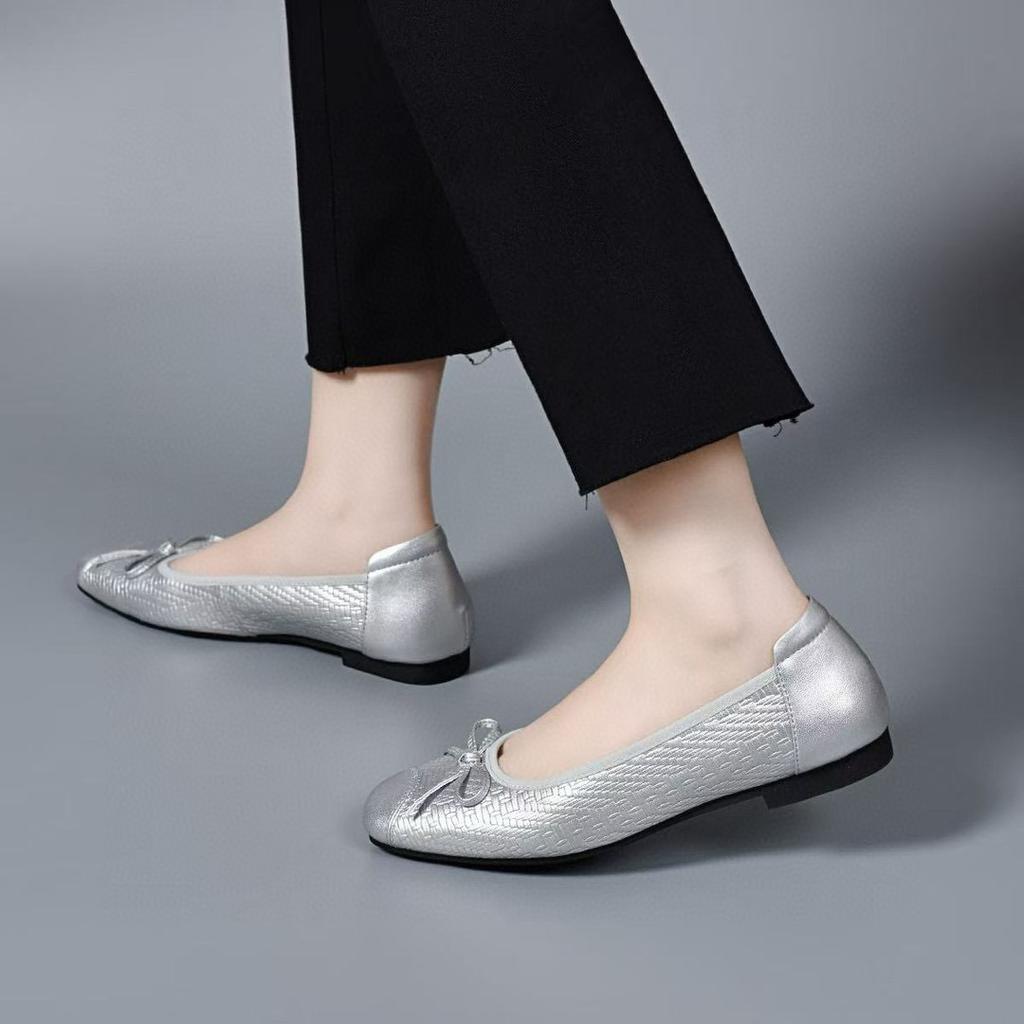Flache Damen Frühling und Sommer Schleife Ein-Pedal Ballerinas Flache Sohle Sanfter Wind