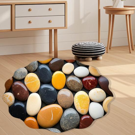 3D Floral Area Rug Fish Pebbles Living Room Rug Decorative Flower Floor Mat with Non-Slip Backing for Bedroom Entrance Kitchen Bathroom