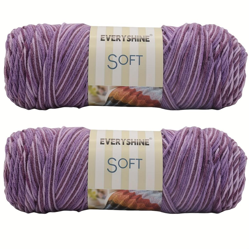 Soft Acrylic Yarn 2-Pack 190 g/pc 5Ply Medium Weight  Multicolor Yarn for Knitting, Crochet & Crafts - Ideal for Sweaters