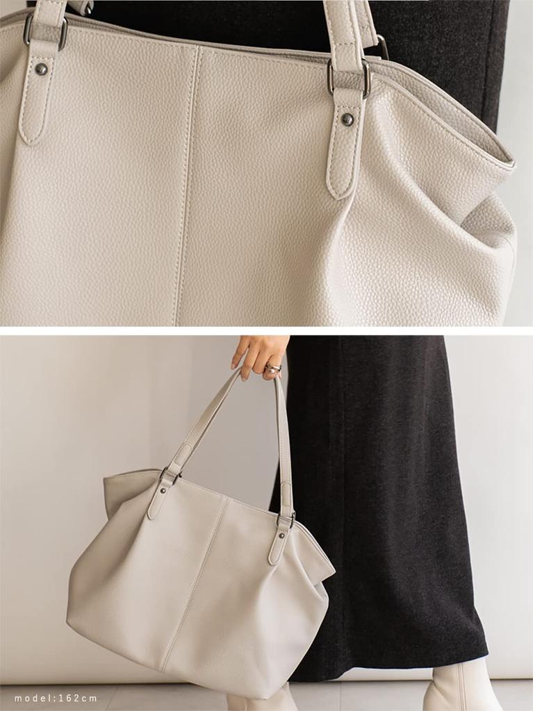 VITAFELICE Women's 3-Room Side Tuck Tote Bag (inb-10037p) (Ice Gray)