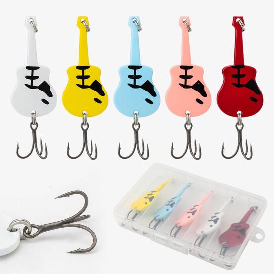 5Pcs 5.4CM/11G Guitar Spinner Blade Lure with Hook Metal Rotating Sequin Spinner Bait Saltwater