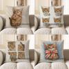 Home Decor Sleeping Kitten With Bowtie Throw Pillow Cover Pattern Cushion Cover Suitable For Sofa Bedroom Car Pillow Cover
