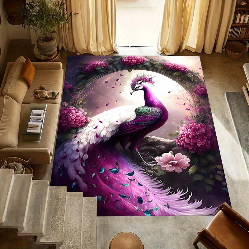 1pc Peacock Fantasy Themed Rug for Home Decor, Non-slip Office Carpet, Chair mat, Outdoor Mat, Christmas and Halloween gifts-0731011