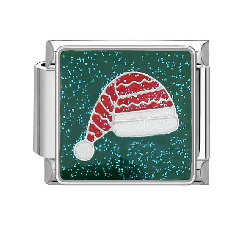 Lovely Santa Claus Snowman Christmas Tree Gloves Italian Charm Links Fit 9MM Stainless Steel Bracelet Women Men DIY Making Gifts