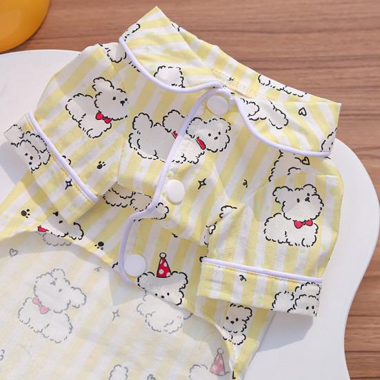 Pet Clothes with Cartoon Puppy Prints Soft Cotton-Feel with Easy Snap Closure Dog Shirt for Spring Summer
