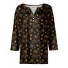 Women's Fashion Casual Halloween Printed V.Neck Short Sleeve Decorative Button Three.quarter Sleeve T-shirt Tor