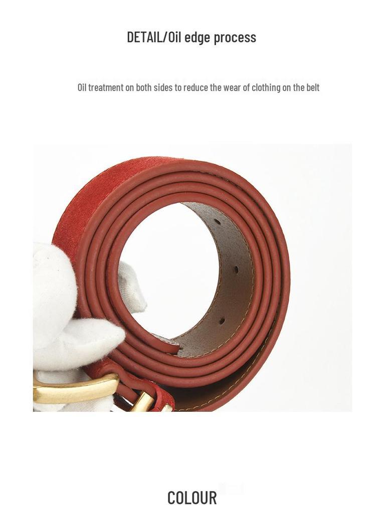 Women's Fashion Simple Versatile Suede Leather Waist Belt with Jeans Decoration