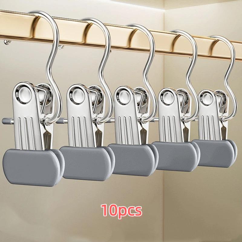 10 Pcks Multifunctional Clothes Pegs Clip Laundry Tongs Pants Hanger Dirty Laundry Basket Traceless Hat Hook Clothespin Storage