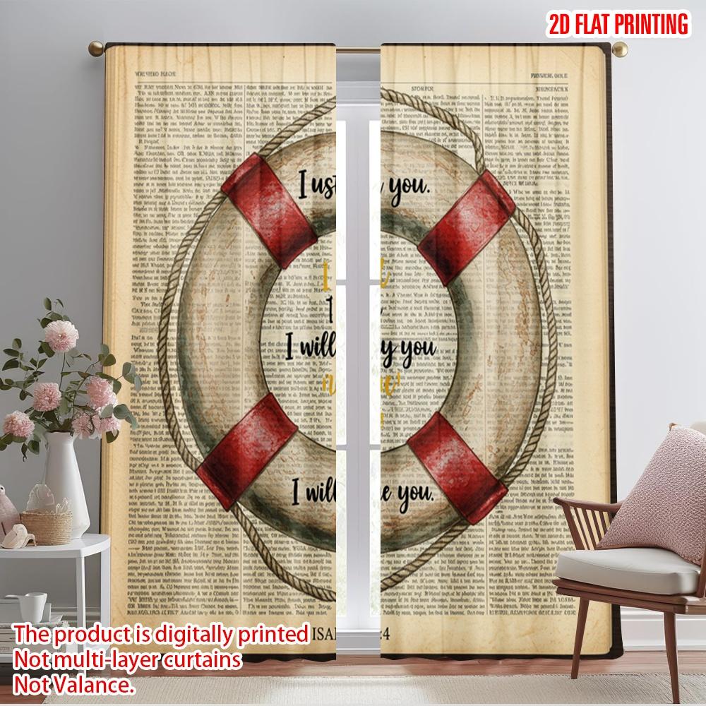 

2pcs 2D flat printing Curtains Hope Life Rescue Scripture Fabric Without Electricity Festive Holiday for All Season celebrations 52.50×116.00 CM 2pcs