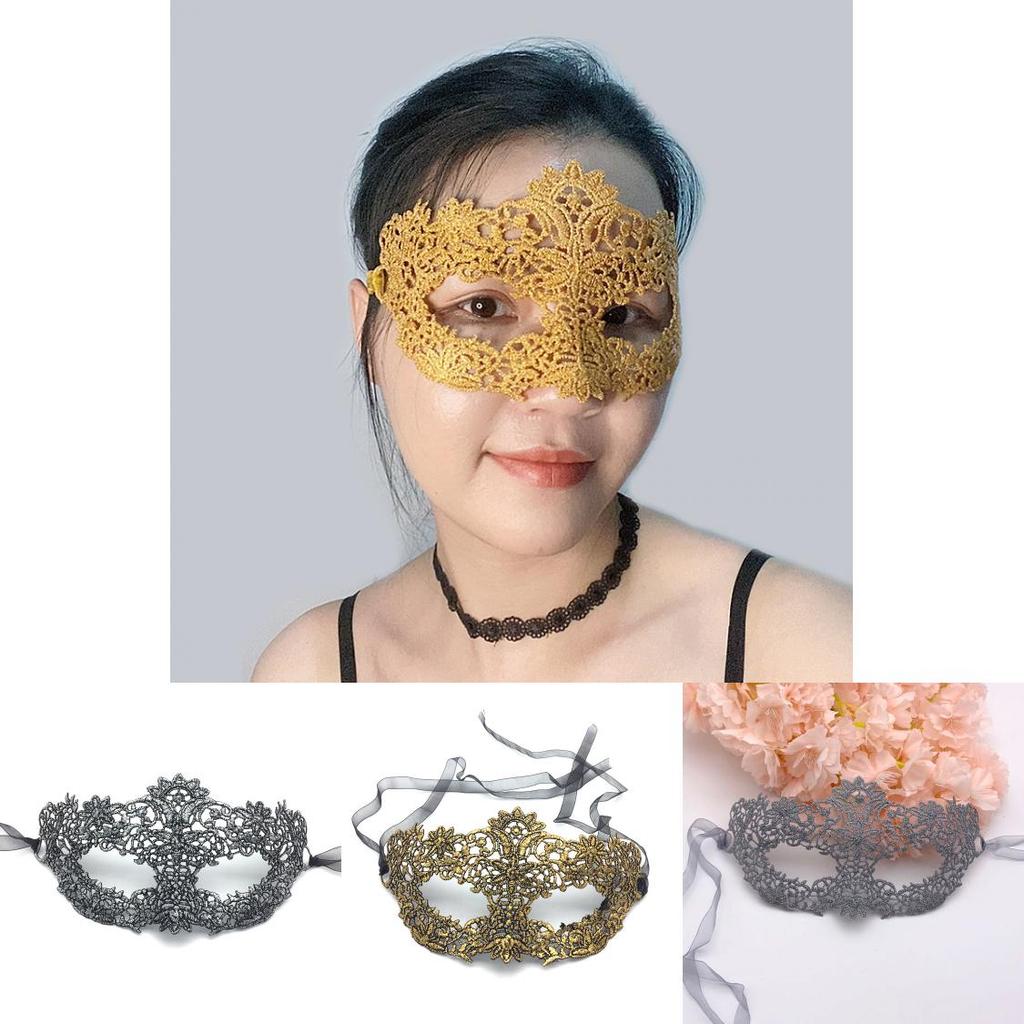 Lace Adult Costume Mask With Gold Silver Embroidery For Costume Party And Holiday Celebrations