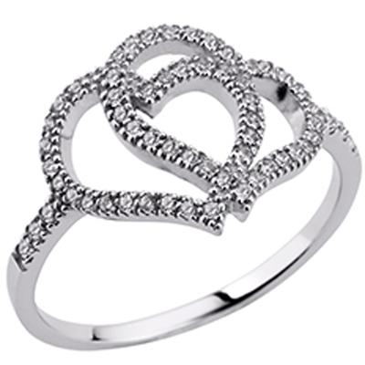 Silberring 'Love' weiß (rhodiniert) - 15x12 mm