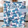 Personalized Lilo Stitch Baby Blanket, Custom Name Stitch Baby Kids Name Blanket, Stitch Blanket, Disney Trip Birthday Gift For Boy Girl