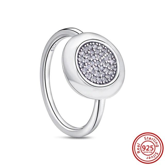 925 Sterling Silver Rings Feather Heart Pavé Sparkling CZ Round Lucky Rings for Women Charms Jewelry