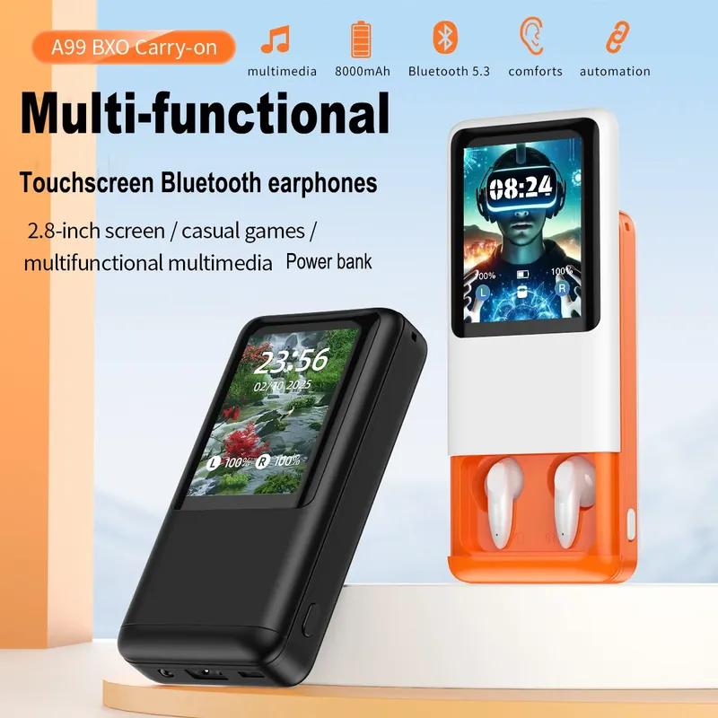 TouchScreen Bluetooth Earphones with Power Bank Multimedia 3-in-1 HIFI Stereo Tws Earbuds For Music & Gaming