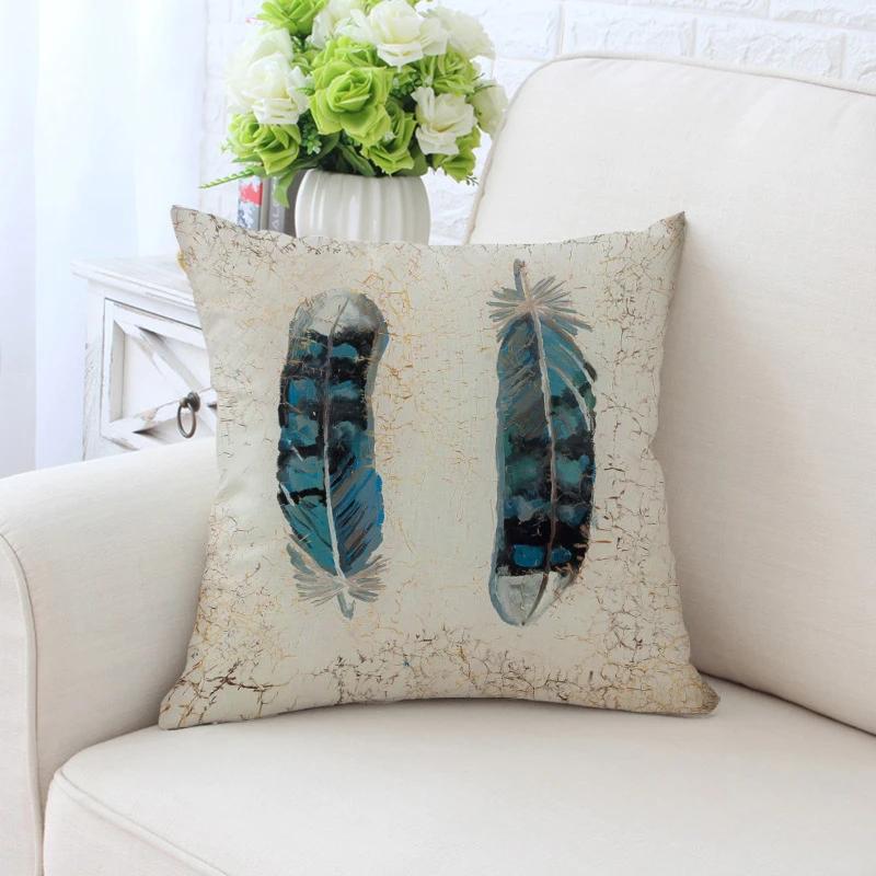 Bunte Pfauenfedern Kissenbezug Polyester Kissenbezug Dekorativ für Sofa/Auto Heimdekoration 45X45CM Dekokissenbezug