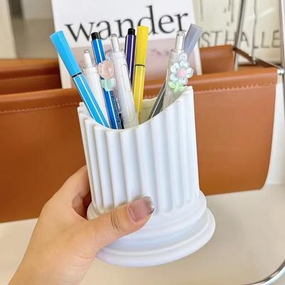 Porta-Lápis Multifuncional Caixa de Armazenamento Coluna Romana Decoração de Mesa de Escritório