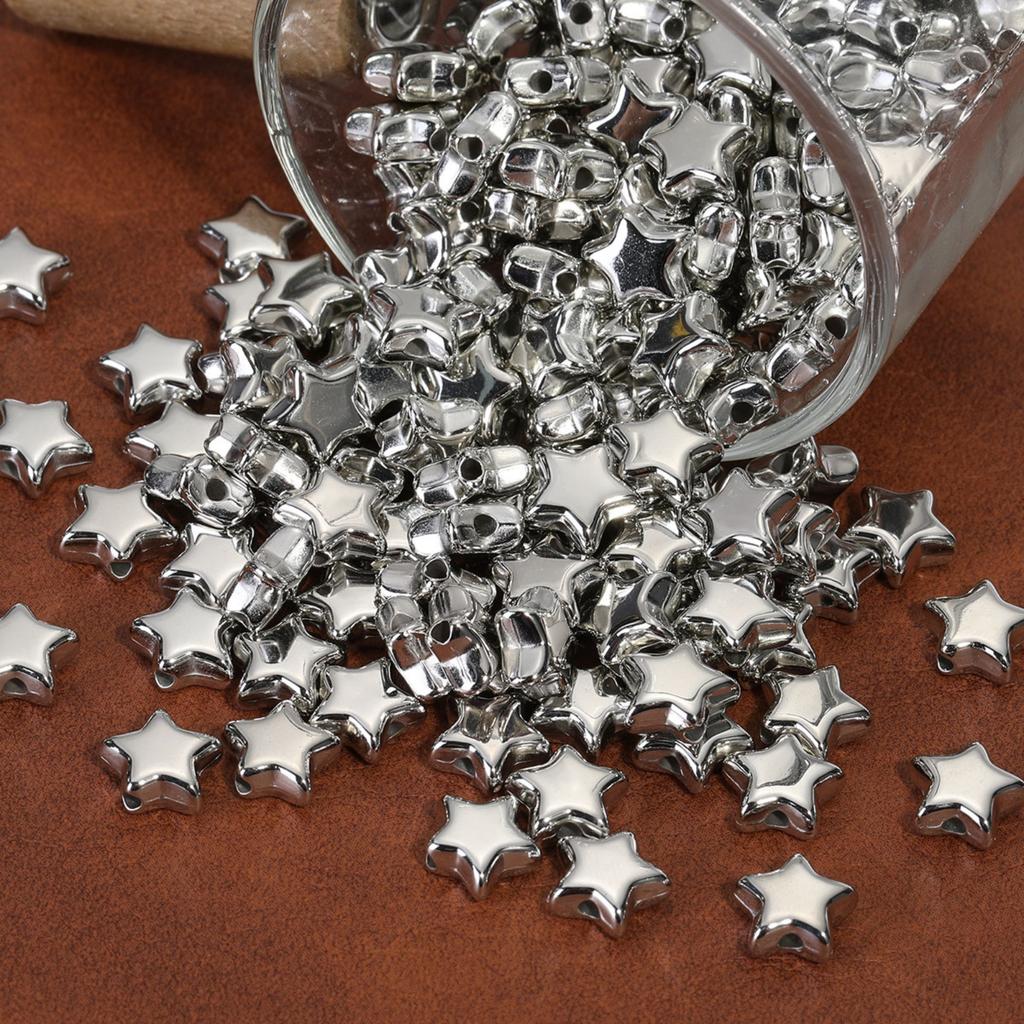 100 Pieces Star Shaped Beads DIY Craft Loose Beads for Bracelet Making 6mm Hole Size Suitable for Jewelry Accessories