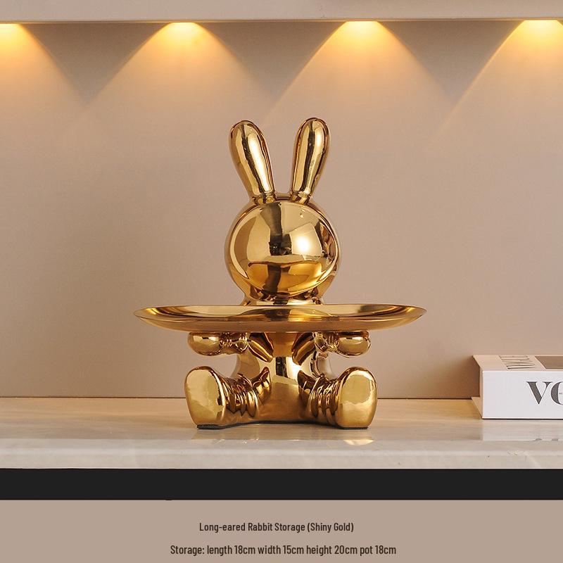 High-End Entrance Display Shelf with Key Storage and Shoe Cabinet - Featuring Violent Bear Ornaments