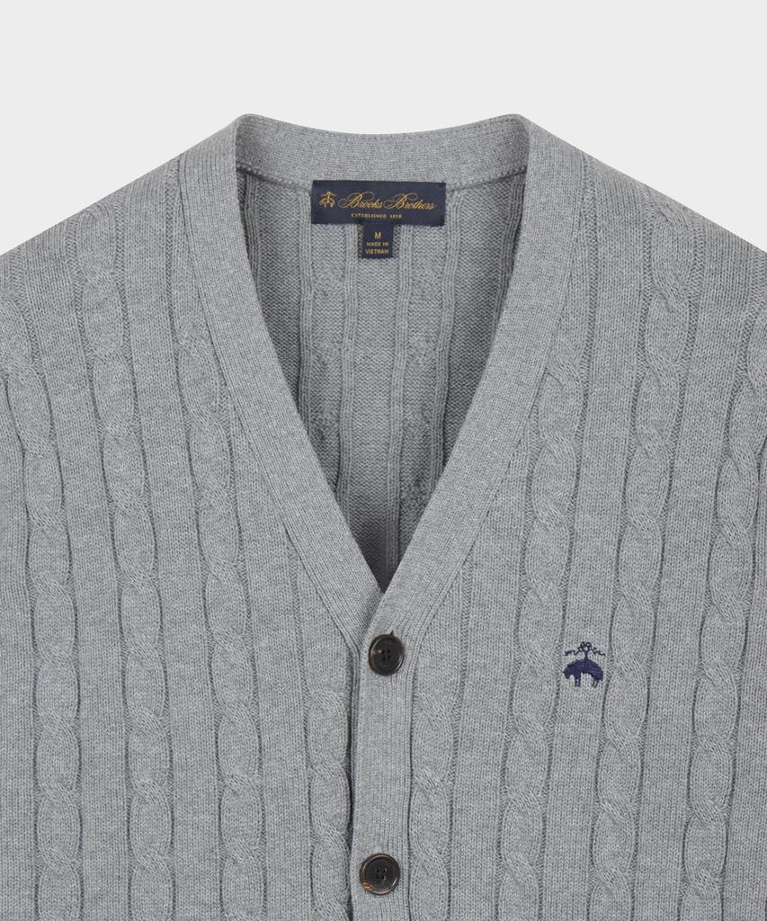 Brooks Brothers Cotton Cable Cardigan (Grey) (Bbwcmbg101)