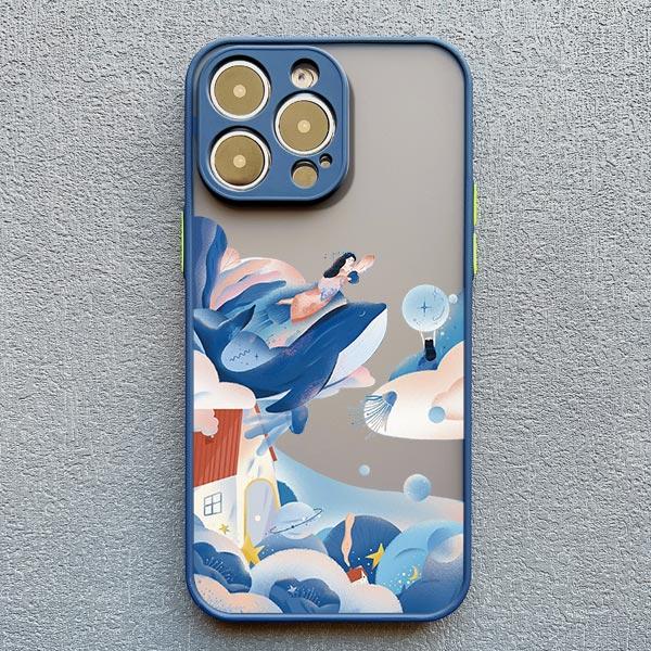 Whale Shockproof Funny Phone Case for iPhone 13 12 11 Pro Max Mini 16 15 14 Pro Max Plus X XR XS 7 8 Plus SE2 Back Cover Fundas