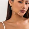 Elegant Rhinestones Fringe Chain Ear Stud Nose Clip Elegant Fake Nose Clip Jewelry Punk Earrings Chain for Women Girl