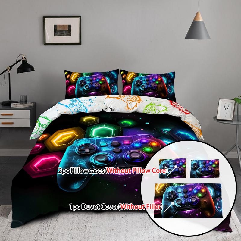 3dílný povlak na herní konzoli Space Fragment 1 povlak na přikrývku 2 povlaky na polštáře 100% polyester šetrný k pokožce Pohodlné ložní prádlo Bez výplně