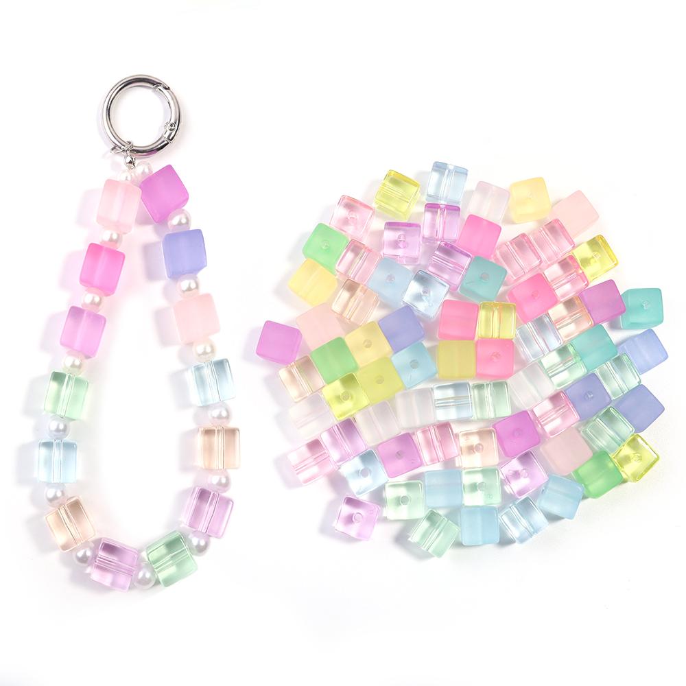 20pcs/lot 12mm Transparent Matte Square Acrylic Beads Cube Loose Spacer Beads For Jewelry Making DIY Bracelet Necklace Keychain