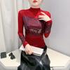 European Style 2024 Sequin Slim Fit Long Sleeve T-shirt for Women