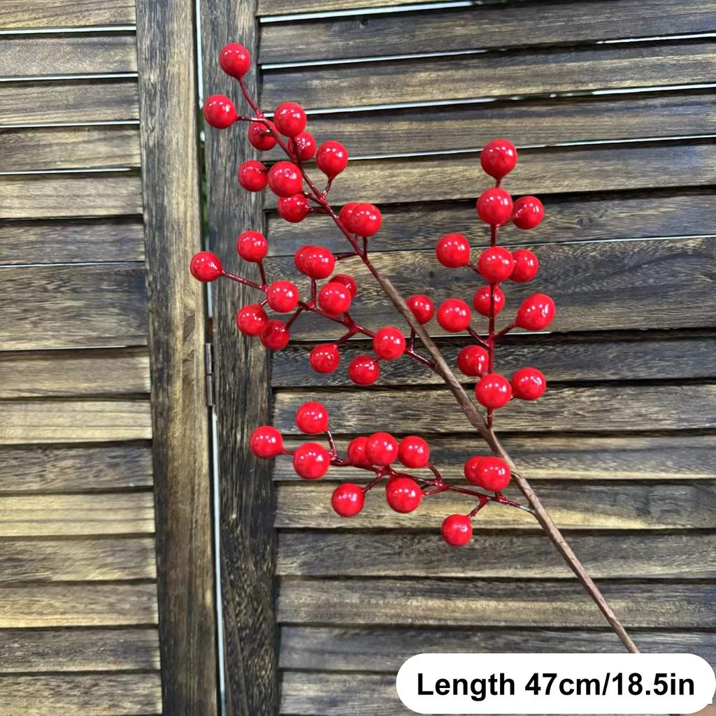 Artificial New Year Red Fruits Branch Christmas Decorations Fake  berries Plastic Plants Home Harvest Festival Christmas Decor