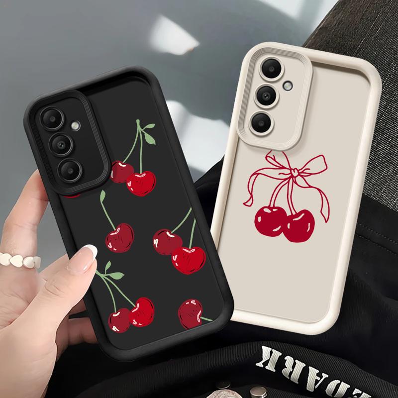Handyhülle für Samsung Galaxy A55 A52 A33 Hüllen A24 A15 A12 A23 A22 5G A54 A52s A53 A14 funda Abdeckung Cartoon Einfache Kirschfrucht