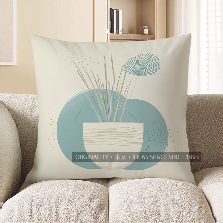 Home Decor Modern Geometric Eucalyptus Pattern Pillow Cover Pattern Cushion Cover Suitable For Sofa Bedroom Car Pillow Cover