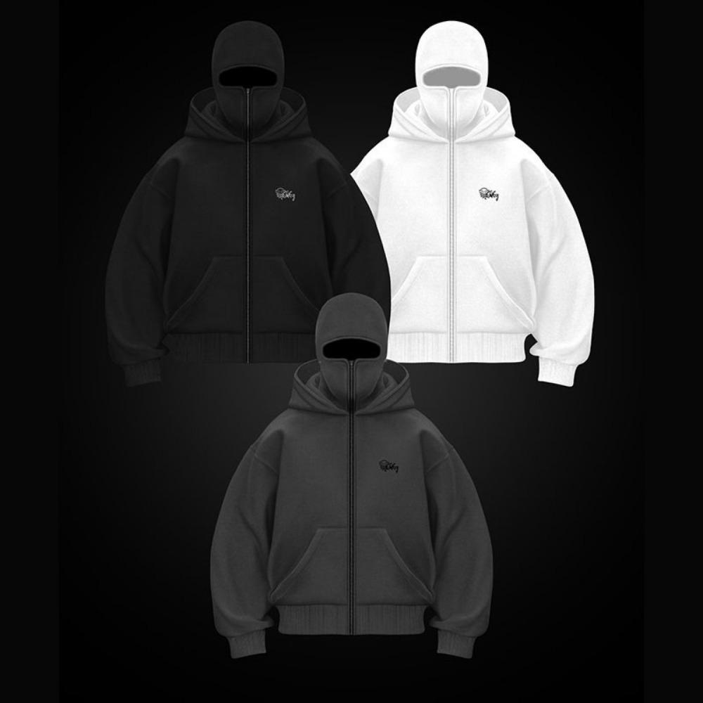 Trendy Plus Fleece Double Cap Unique Design Hooded Sweatshirt Fall/Winter New Arrival Unisex Loose Y2K Sweatshirt