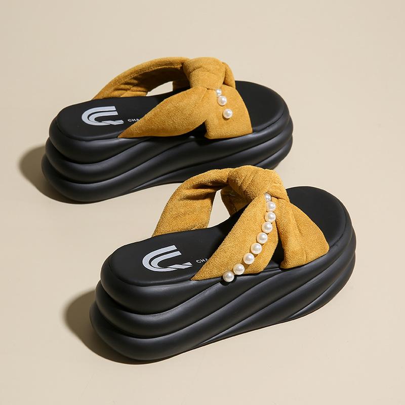 2025 with Skirt Style with Pearl Cross New Fairy Fashion French Sandals Platform Cool Slippers Female Summer Wear