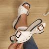 Women Sandals British Style Rome Shoes Comfy Soft High Heels Shoes for Women Summer Metal Buckle Casual Wedge Platform Sandals