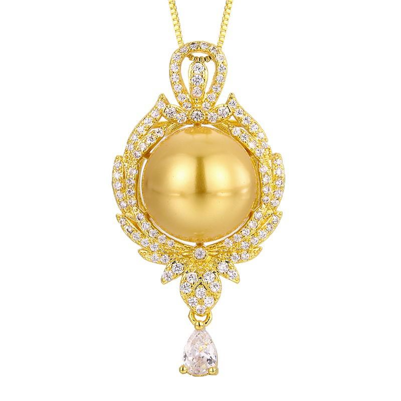 Copper Gold-plated Pendant Imitation Pearl Australian White Nanyang Necklace Accessories Manufacturer Women's High-end Sense
