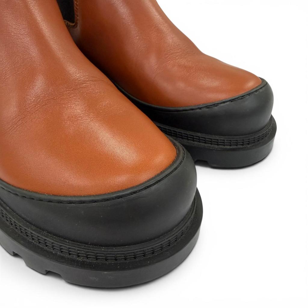 Excellent LOEWE Short Boots Chelsea Boots Side Gore Boots Brown Leather Women 35 Used
