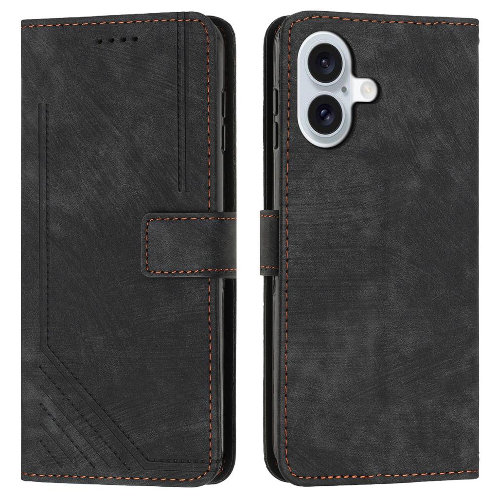 For iPhone 16 Plus Case Flip Wallet Protective Lines Leather Phone Cover