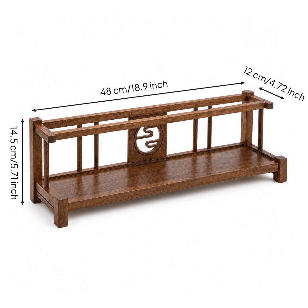 Wooden Display Rack Traditional Tea Table Organizer Decorative Set for Meditation Room