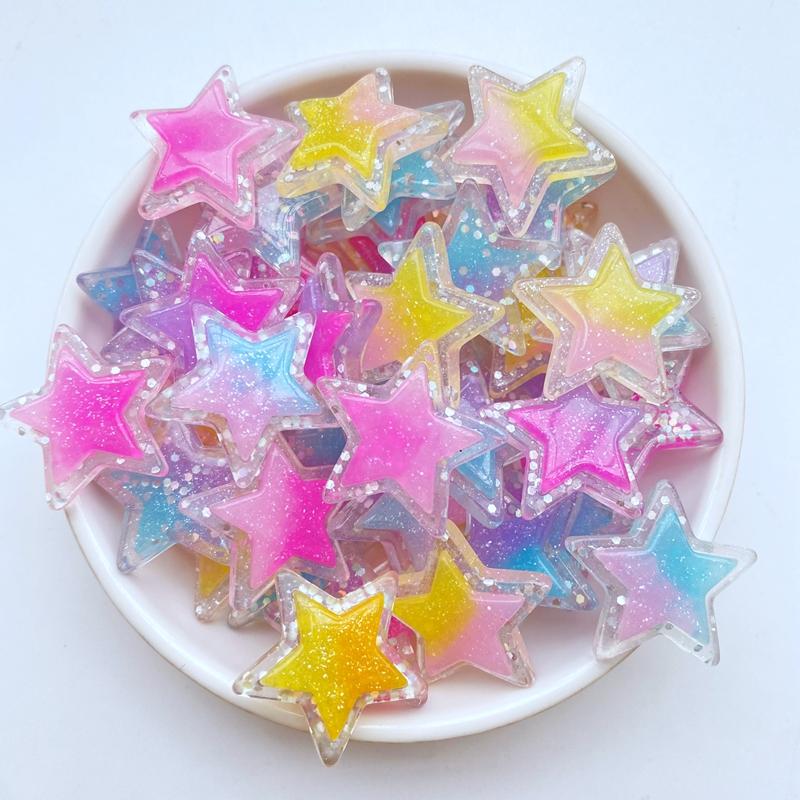 

10Pcs New Cute Mini 23mm Shiny Stars Flat Back Resin Cabochons Scrapbooking DIY Jewelry Craft Decoration Accessorie