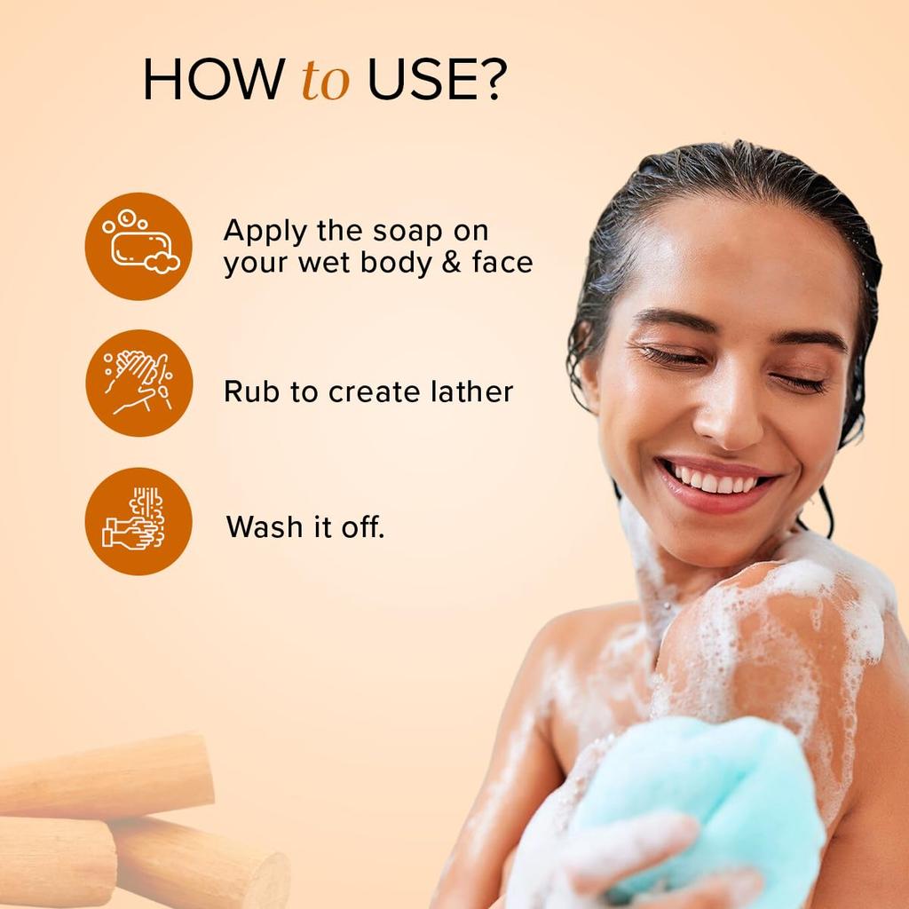 Khadi Natural Sandalwood Bath Soap Bar With Essential Oils For Smooth Soft Skin Gentle Daily Cleansing Pack Of 1 (125g x 3 pcs)