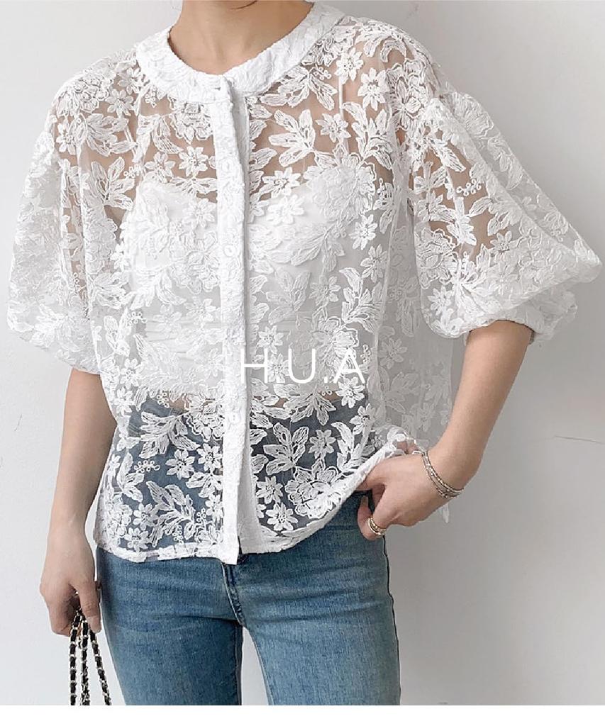 Cardigan Bolero Short UV Plus WT H.U.A Women's Top, Cute, Thick, Length, Lace, See-Through, Summer, Cooling, Protection, Sizes, Spring, Summer, Fall,