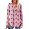 Dame Langermet Tunika Løse Topper Casual Oversized Topper Plissert Tunika Knapper Ned Casual Dame Print Topper