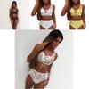 Elegant Lace High Waist Hollow Out Swimsuit Bandage Bikini Set For Women