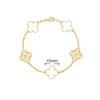 Bracciale da donna di alta qualità in oro rosa 18k, laser bianco, madreperla, calcedonio rosso, 15mm, quadrifoglio, cinque fiori