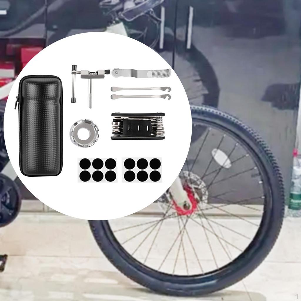 Bike Tire Repair Tool Kit Bicycle Accessories Comfortable, Grip 16 in 1 for Road Mountain Bikes