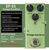 Compact Electric Guitar Effects Pedal: Overdrive, Distortion, Tremolo, Delay, Chorus, Reverb
