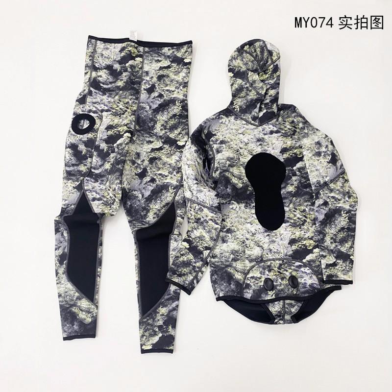 3mm Camo Wetsuit Set Hooded Two Piece Diving Suit Freediving Snorkeling Spearfishing Men Adult